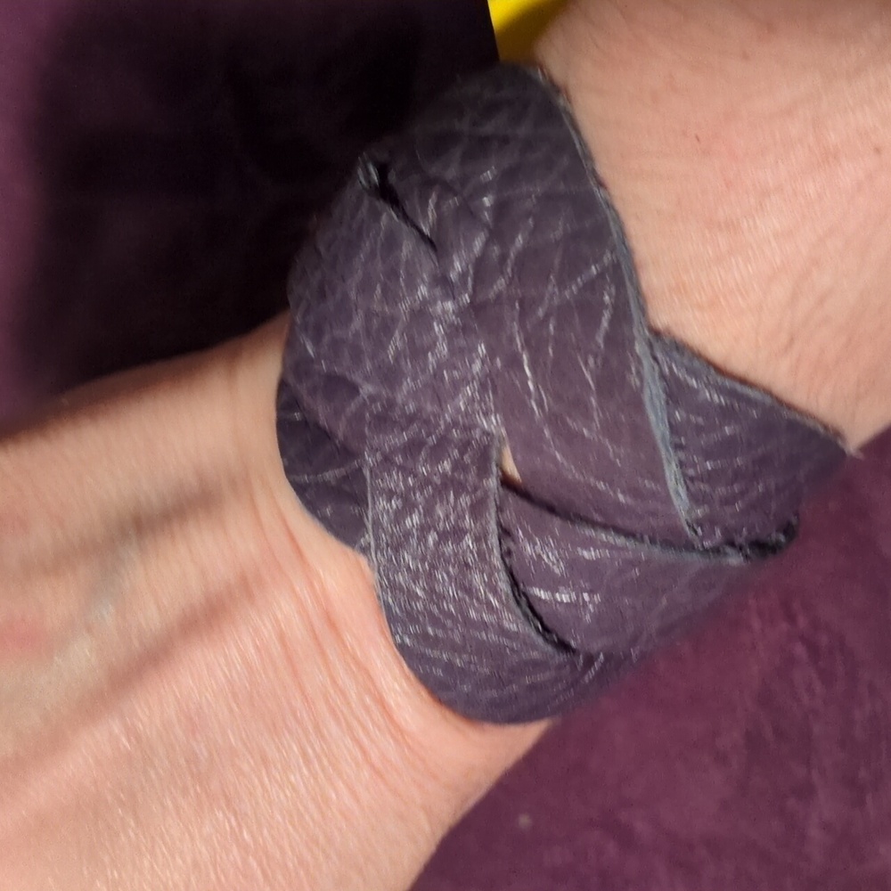 Handmade Genuine Leather Love Knot Bracelet #012 Gray Silver